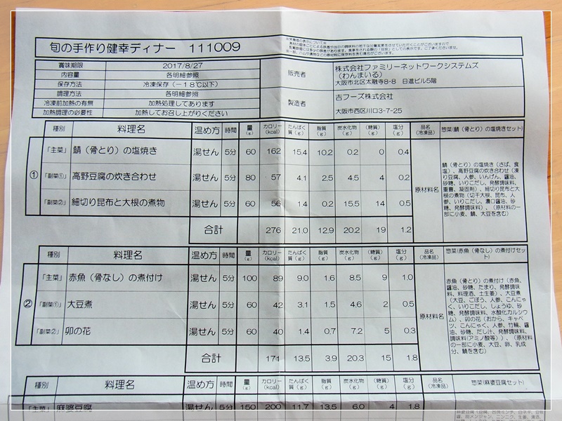 手作り惣菜をお届け「わんまいる」メニュー